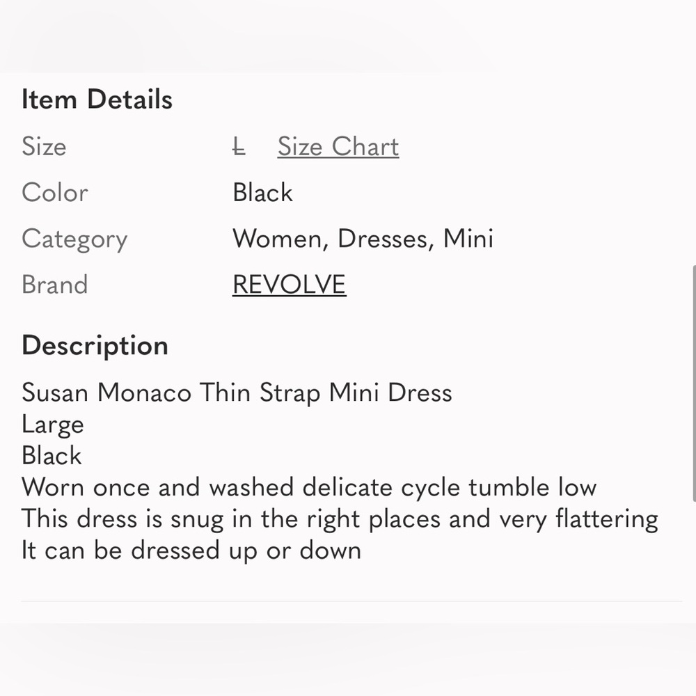 Perfect like new Revolve- Susana Monaco Thin Strap Mini Dress black large - Picture 7 of 9